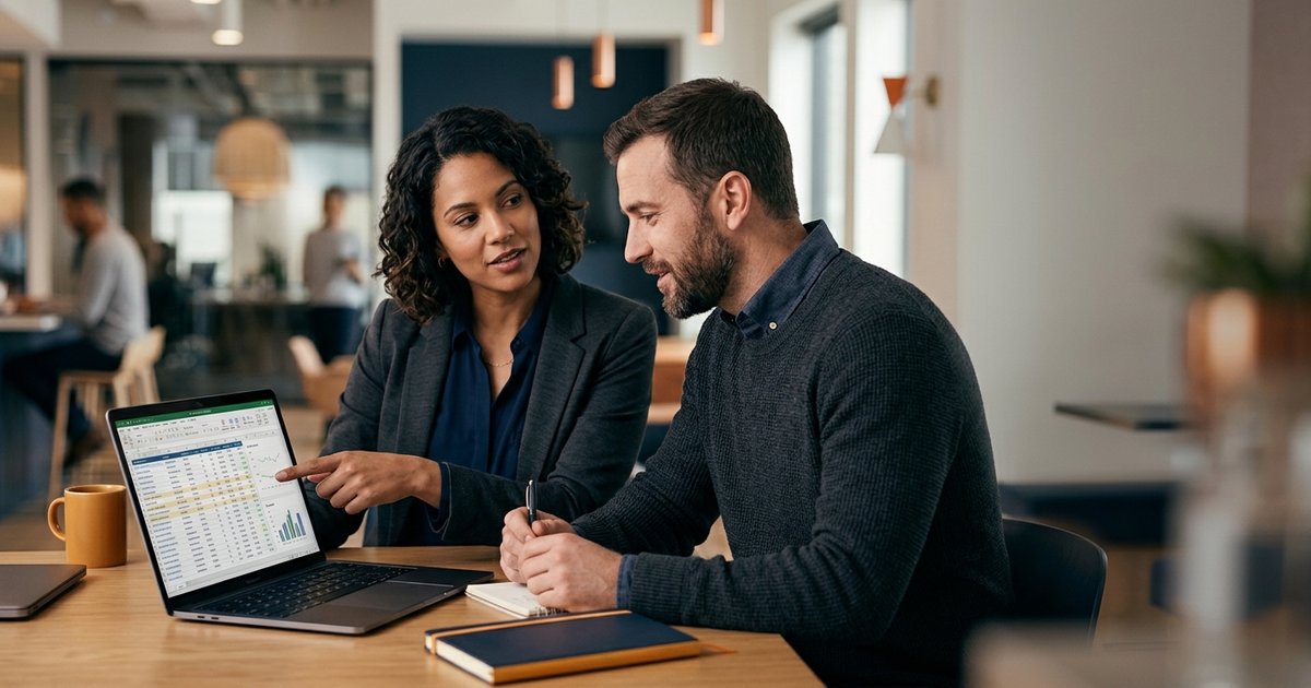 Two partner managers comparing overlapping account lists on a shared screen.
