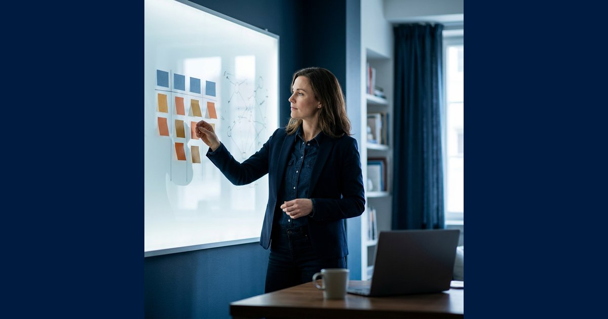 A partner manager segmenting partners into tiers at a whiteboard.