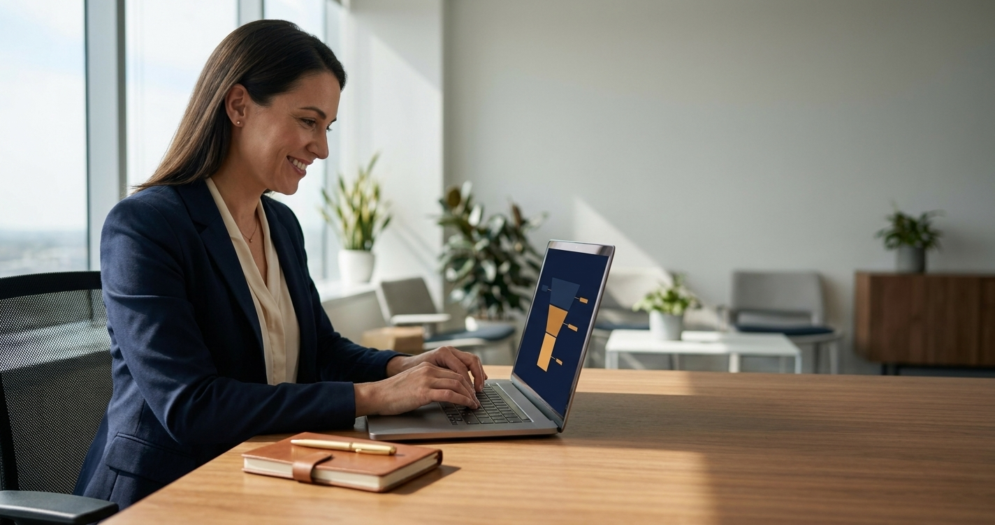 Customer success manager reviewing renewal pipeline at modern desk in bright office