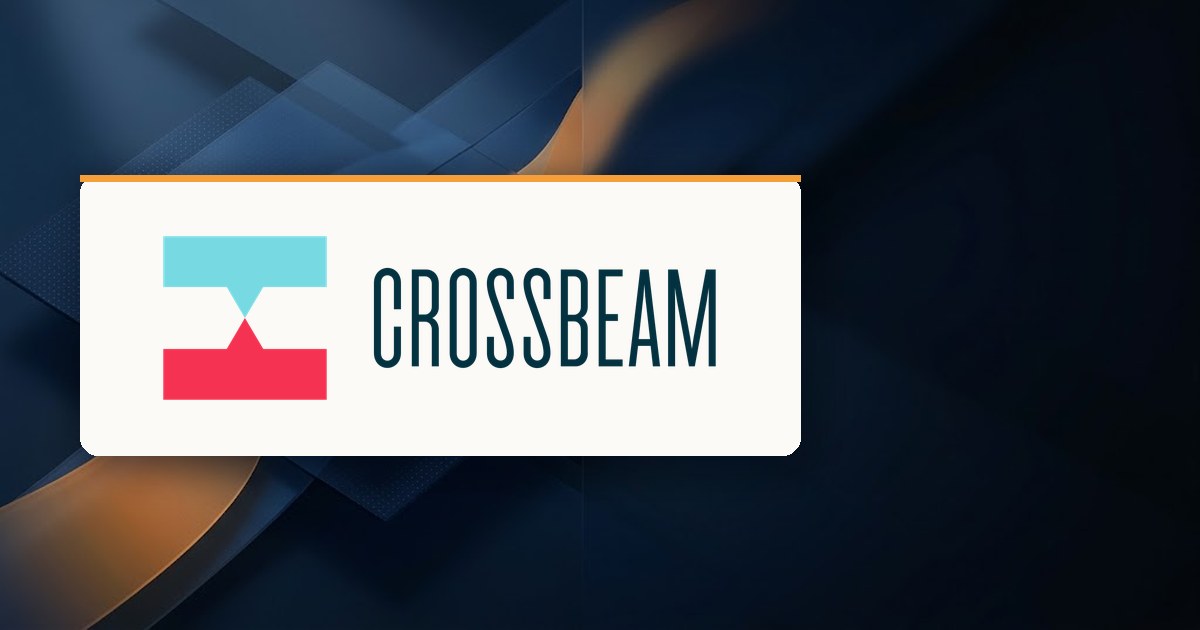 Crossbeam logo on a navy and amber editorial background representing the Valuation Certainty Framework five-lever business case for justifying Crossbeam to a CFO