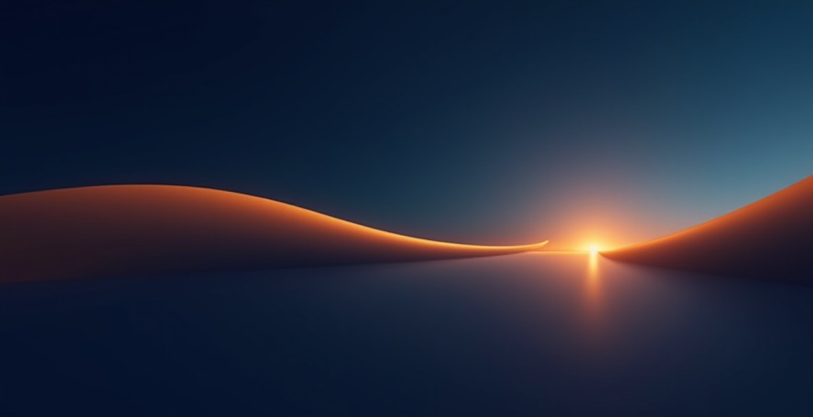 Two parallel amber arcs converging at a common horizon point on deep navy, illustrating the co-selling motion