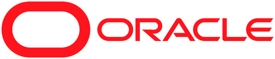 Oracle logo: red oval emblem and wordmark on a black background?