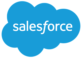 Salesforce logo: white lowercase text on a blue cloud-shaped background.